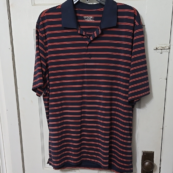 UNTUCKit Other - UNTUCKit Men's Navy and Orange Cronos Striped Polo Shirt XL